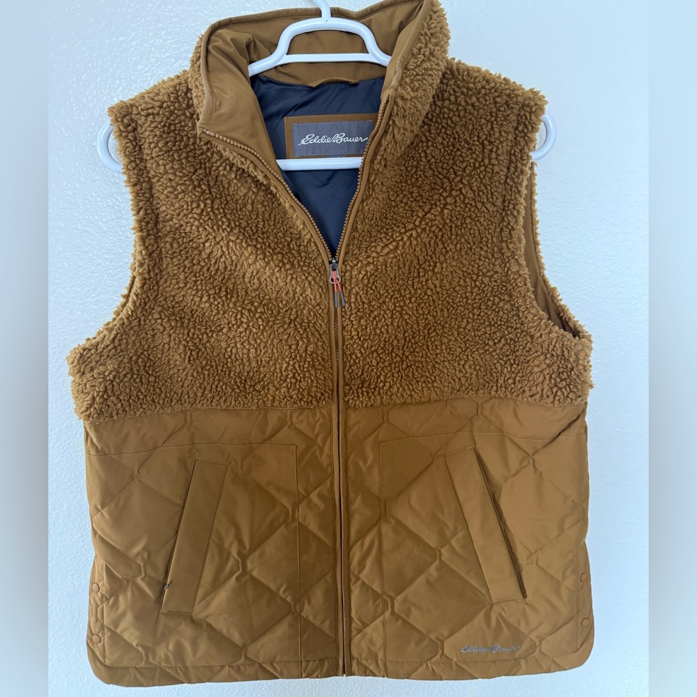 Eddie Bauer Women's Down Puffer Jacket Size Large Twisp Sherpa Full Zip